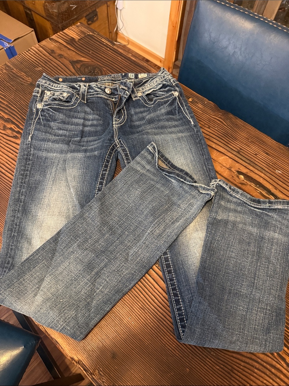 Miss Me Women's Boot Cut Washed Blue Jeans
